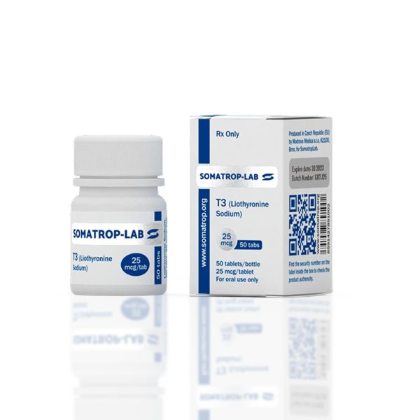 T3 (Liothyronine Sodium) 0,025 mg Somatrop-Lab emballage du médicament | lecorpsshop.com