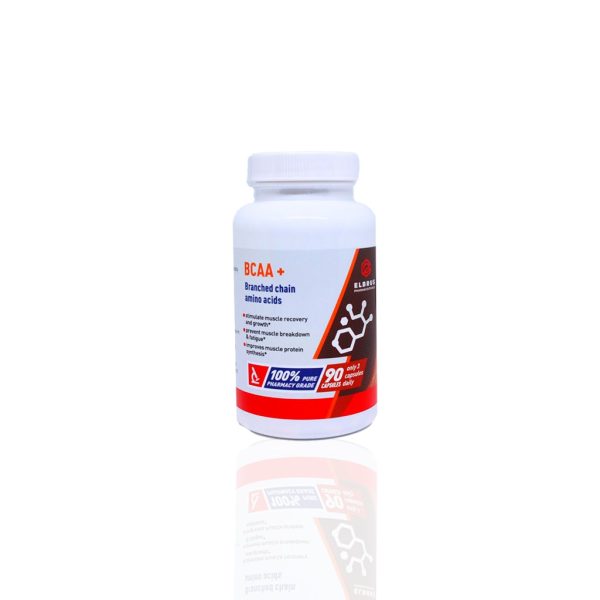 BCAA+ (90 capsules) Elbrus Pharmaceuticals emballage du médicament | lecorpsshop.com